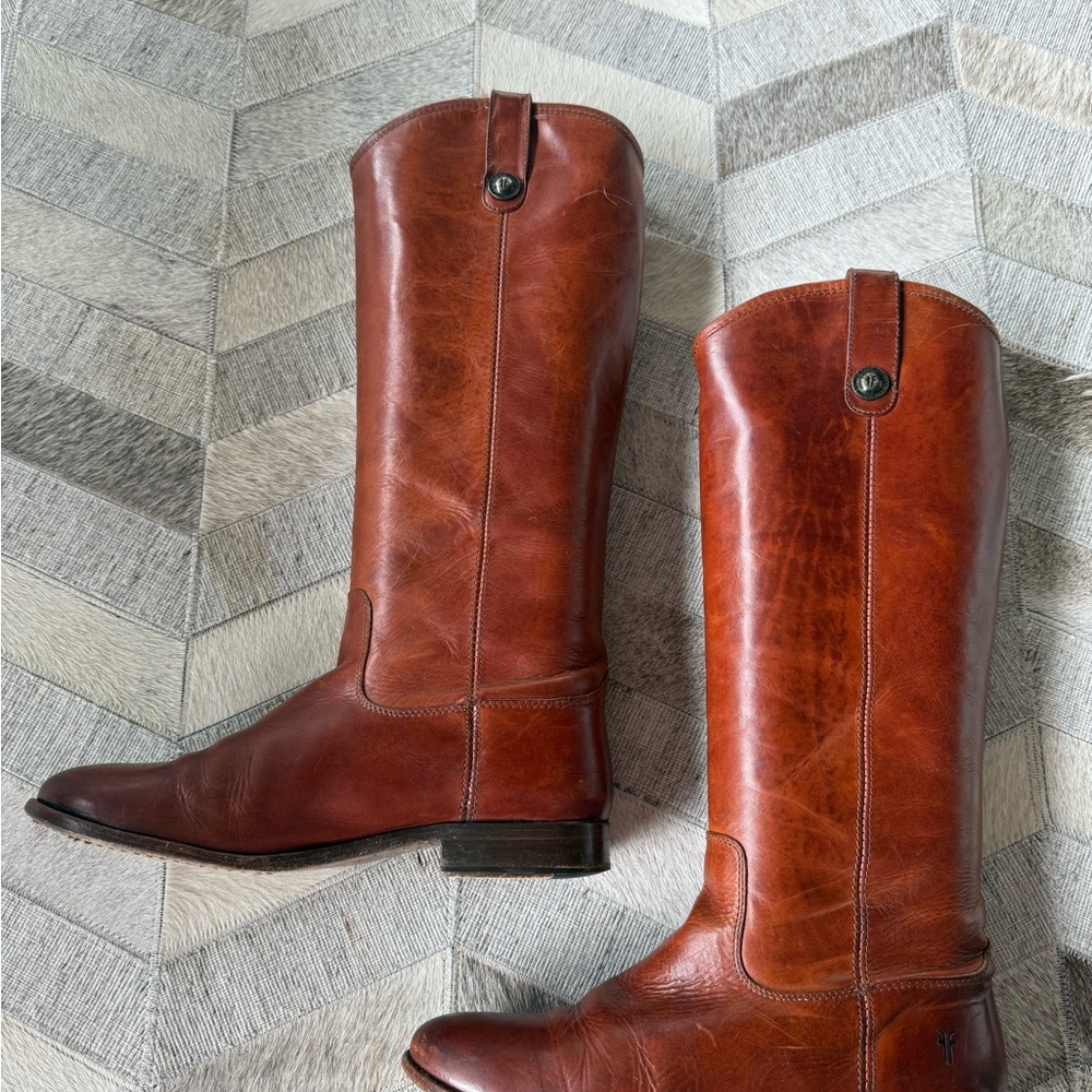 Frye Brown Leather Melissa Button Boots (SOLD)